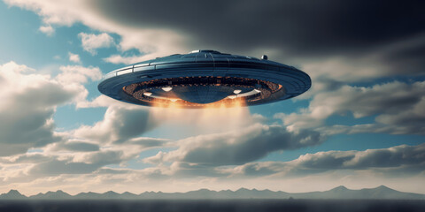 Fototapeta na wymiar UFO, flying saucer, alien flying object