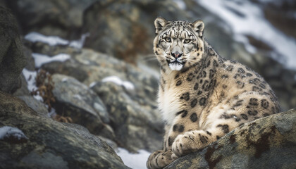 Fototapeta premium Majestic Bengal tiger looking at camera in forest generative AI