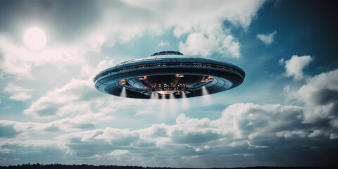 Fototapeta na wymiar UFO, flying saucer, alien flying object