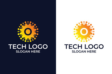 Smart and creative, dots or points letter O logo design template. energy tech planet atom vector icon. Geometric dot circle science medicine sign