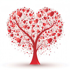 Plakat Heart tree. Red heart shaped tree. Valentine background. generative ai. Love. Valentines day illustration, pink and red