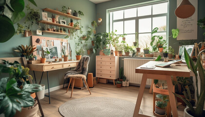 Fototapeta na wymiar Modern domestic room with creative home decor generative AI