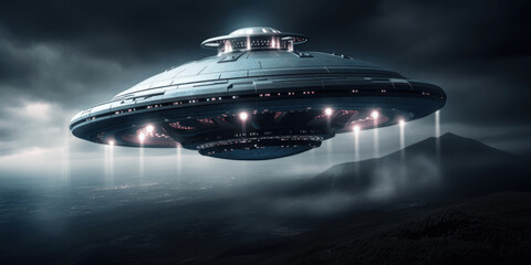 Obraz premium UFO, flying saucer, alien flying object