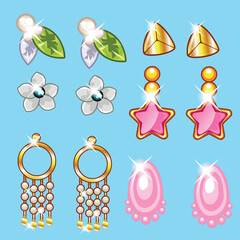 Set of realistic earrings vector