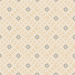 Seamless vector pattern with floral and star,Abstract geometric background.new creative gray flower,orange star cream background pattern design.simple geometric vector floral and star pattern.
