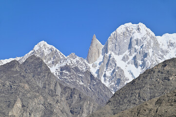 Lady Finger Peak and Ultar Sar Peak in Hunza Valley, Pakistan