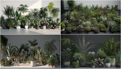 Un ensemble de plantes d'int rieur avec vue 3D Id al pour visualiser comment les plantes s'int grent dans un espace avant l'achat Peut tre utilis par des Passionn S de Jardinage ou des - obrazy, fototapety, plakaty