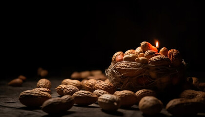 Healthy snack Hazelnut, almond, and walnut mix generative AI