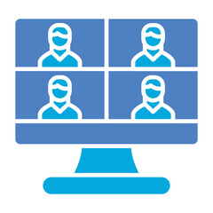 Video Conference Glyph Two Color Icon