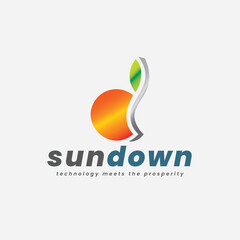 Sweet Sun Down and Orange Technology D Logo