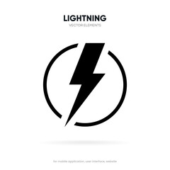 Thunder bolt vector. Flash logo. Lightning icon push button. Electrical sign. Thunderbolt symbol. Charge charging energy sign on white background isolated for ui ux mobile app websites.