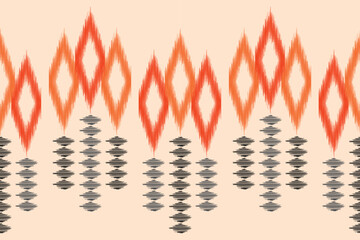Ethnic Ikat fabric pattern geometric style.African Ikat embroidery Ethnic oriental pattern brown cream background. Abstract,vector,illustration.For texture,clothing,scraf,decoration,carpet.