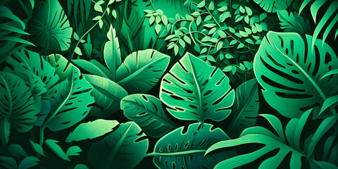 leaf and leaves in a green background