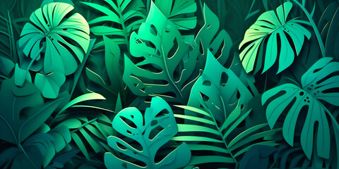 leaf and leaves in a green background