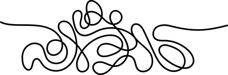 Tangled lines. Vector messy scribble. Hand drawn doodle knots curved in square and round form. Abstract 