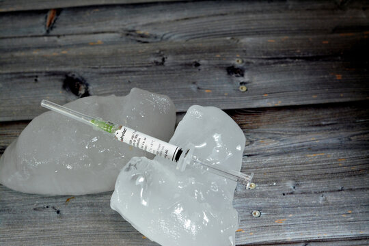 Cairo, Egypt, May 2 2023: Human anti-D (Rh) immunoglobulin Rhophylac 300 &mu;g micrograms 1500 IU for IV or IM injection on ice for prevention of Rh(D) immunization in Rh(D) negative women isolated