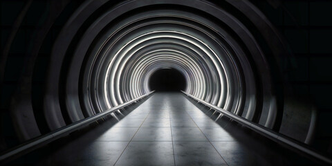 Obraz premium long black and white tunnel empty background