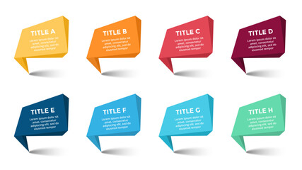 set of colorful speech bubbles/banners