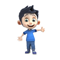 Fototapeta premium 3d icon cute Young smiling Happy winning man, people jumping character illustration. Cartoon boy minimal style on Isolated Transparent png background. Generative ai