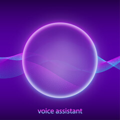 Artificial intelligence concept. Button icon with microphone. Banner for web site or mobile app. Landing page with ai personal voice assistant. Vector illustration.