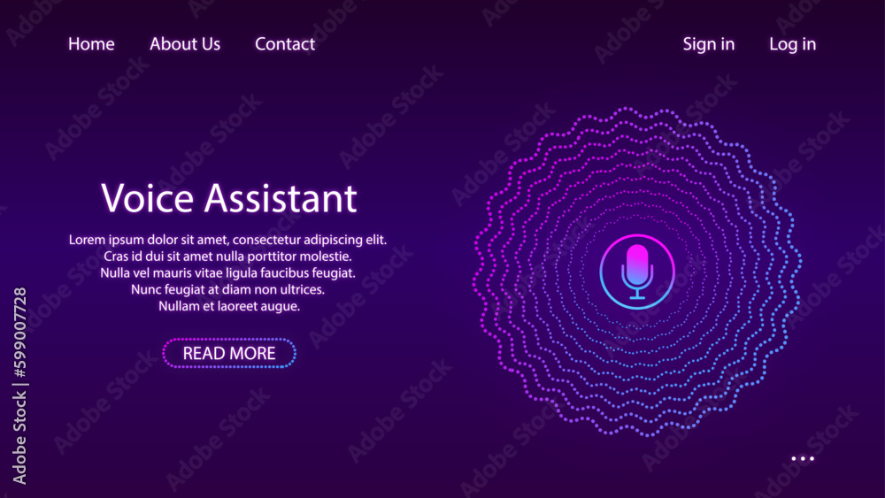 Wall mural artificial intelligence concept. banner for web site or mobile app. landing page with ai personal vo