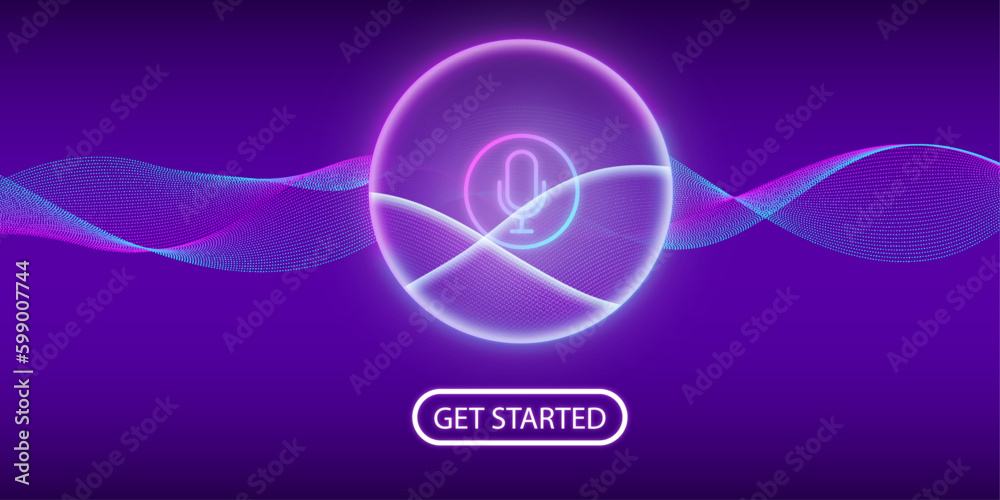 Wall mural artificial intelligence concept. button icon microphone. banner for web site or mobile app. landing 