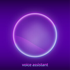 Artificial intelligence concept. Button icon with microphone. Banner for web site or mobile app. Landing page with ai personal voice assistant. Vector illustration.