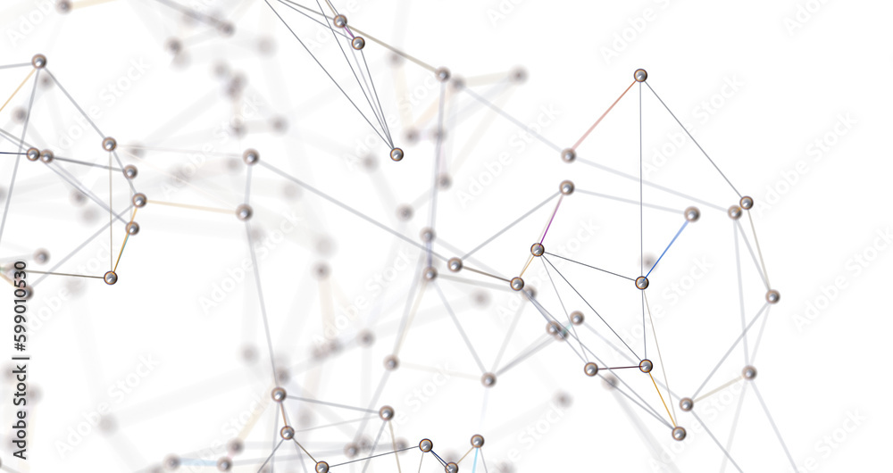 Leinwandbilder Abstract connected dots and lines. Concept of AI technology, Motion of digital data flow.  PNG transparent