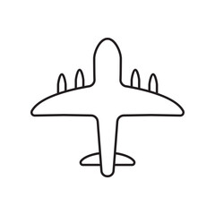 Plane vector icon. Aviation icon. Airplane flat sign design. Flight transport plane symbol. Airport airplane outline vector sign. Reactive plane line symbol. Aircraft pictogram. Jet icon. UX UI icon