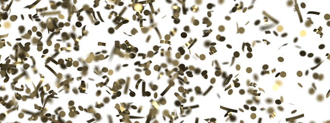 Golden serpentine confetti on transparent background. luxury isolated