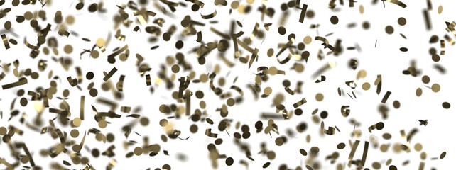 Glittering golden confetti png. Glittering golden confetti falls from above on transparent background. Celebrate festivals.