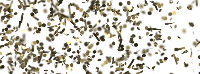 Golden serpentine confetti on transparent background. luxury isolated