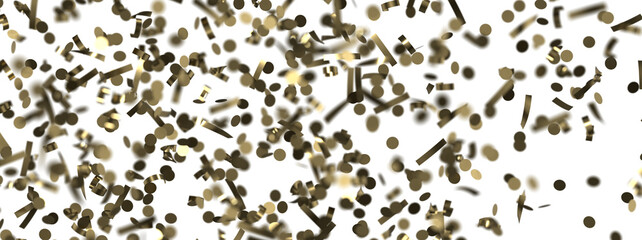 Golden serpentine confetti on transparent background. luxury isolated
