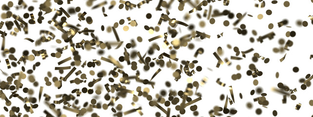 Golden serpentine confetti on transparent background. luxury isolated