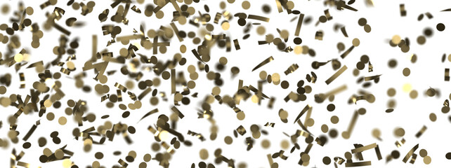 Golden serpentine confetti on transparent background. luxury isolated