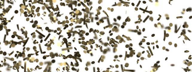 Golden serpentine confetti on transparent background. luxury isolated