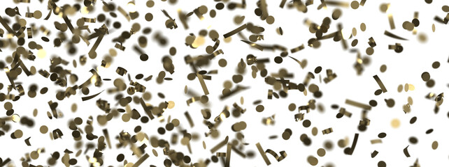 Golden serpentine confetti on transparent background. luxury isolated