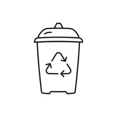 Recycle icon. Recycling icon. Environmental treatment flat sign design. Ecological recycling arrows symbol. Disposal pictogram. Outline symbol design. Linear UX UI icon