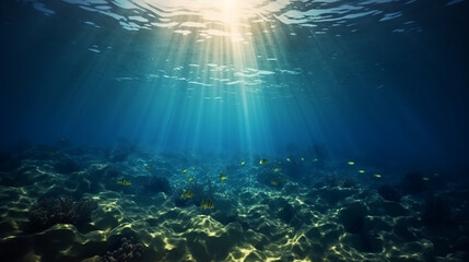 Fototapeta na wymiar imagem subaquática de luzes entrando no mar 