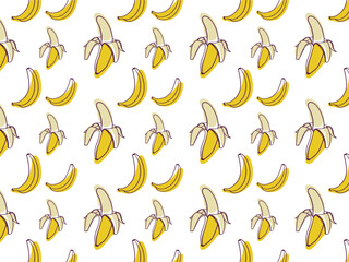 Obraz premium banana, seamless pattern banana in peel and without peel
