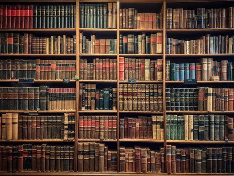 A Library Bookshelf Filled With Books And Reference Materials