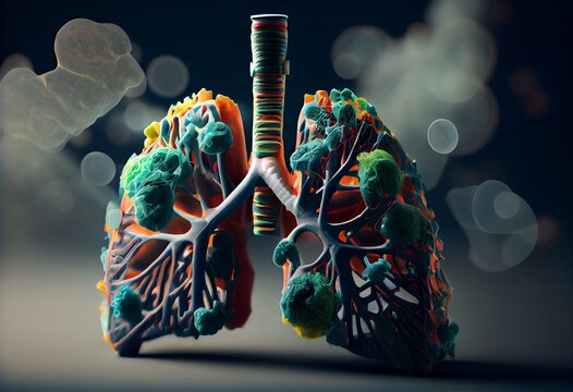 Human Lung model illness, Lung cancer and lung disease. Generative AI