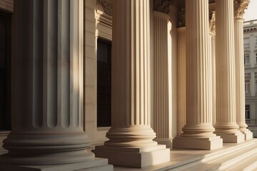 Courthouse columns. Classical building fa&ccedil;ade with stone and marble. Greek Style Columns Row. Generative AI