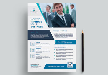 Business Flyer Layout with Blue Accents