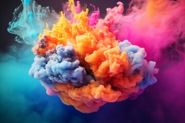 Cloud of smoke with bright colours, wallpaper design. Generative Ai