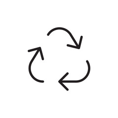 Recycle icon. Recycling icon. Environmental treatment flat sign design. Ecological recycling arrows symbol. Disposal pictogram. Outline symbol design. Linear UX UI icon