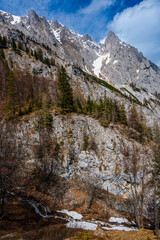 Landscape of the Hochschwab Mountains in the Northern Limestone Alps of Austria.