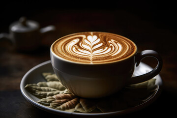 Coffee Mug With Latte Art. Generative AI