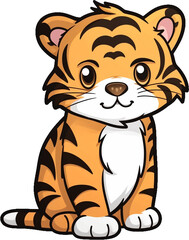 Fototapeta premium Cartoon Tiger, Toon Tiger, Cute Tiger, Tiger Clipart, Generative AI, Generative, AI