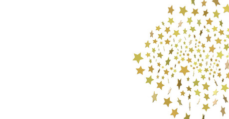 XMAS stars. Confetti celebration, Falling golden abstract decoration for party, birthday celebrate, - PNG transparent